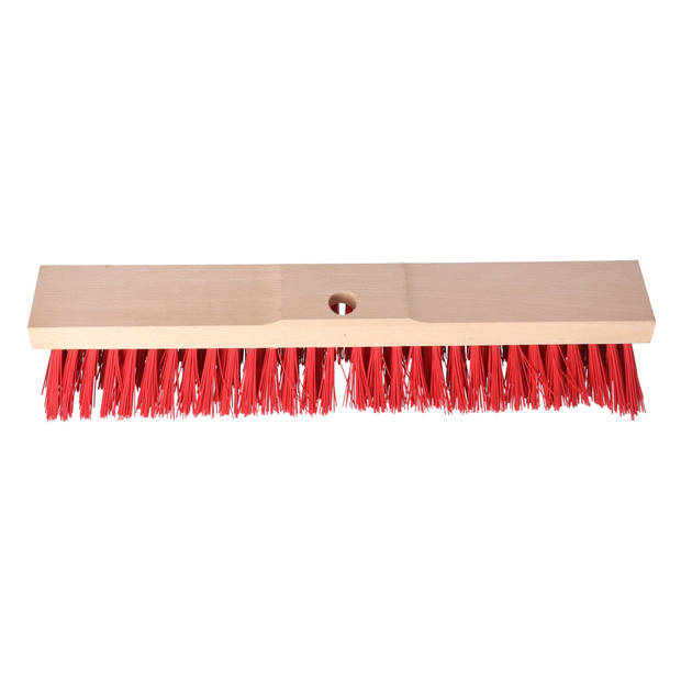 Buemag Bezemkop - Elaston - rood - hout - hard/extra stevig - 50 cm - 24mm - buitenbezem - Bezem