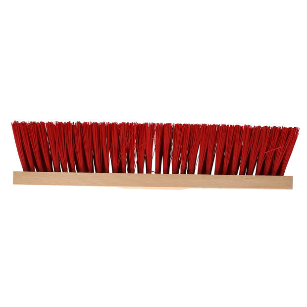 Buemag Bezemkop - Elaston - rood - hout - hard/extra stevig - 50 cm - 24mm - buitenbezem - Bezem