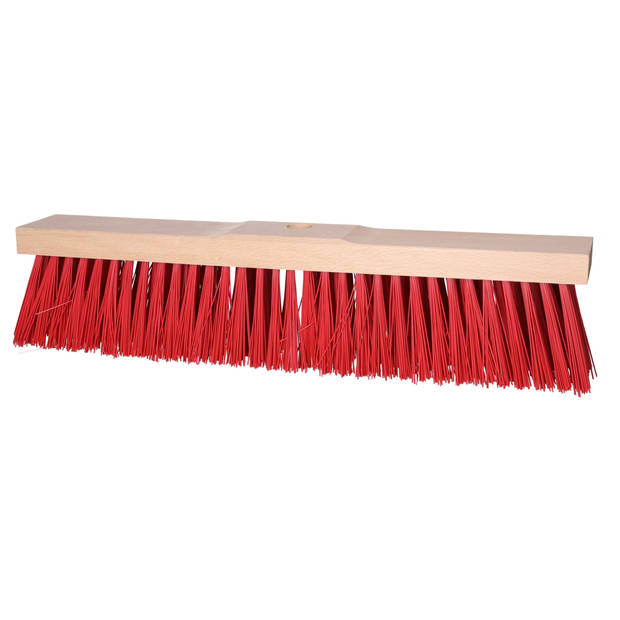 Buemag Bezemkop - Elaston - rood - hout - hard/extra stevig - 50 cm - 24mm - buitenbezem - Bezem