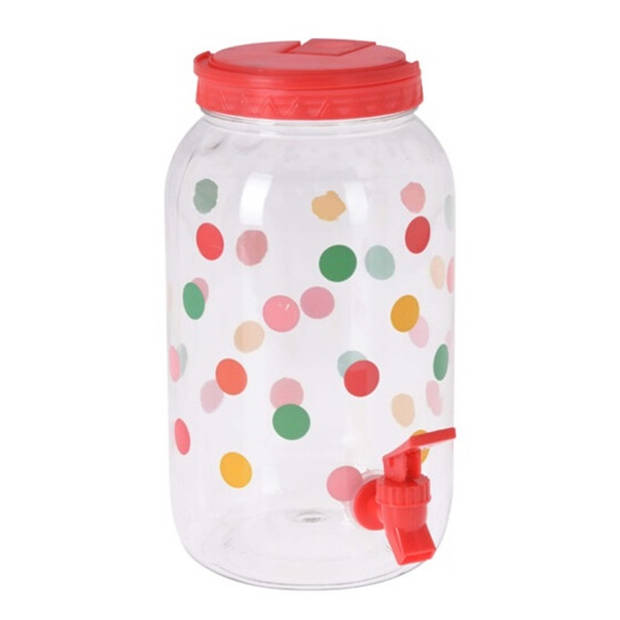 Drank dispenser/limonadetap - met tapje - kunststof - 3750 ml - rood - H27 x D19 cm - Drankdispensers