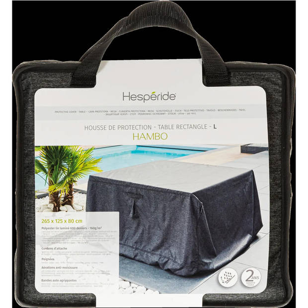 Hesperide Tuinmeubel bescherm hoes Hambo - grijs - polyester - waterafstotend - 265 x 125 x 80 cm - Loungesethoes