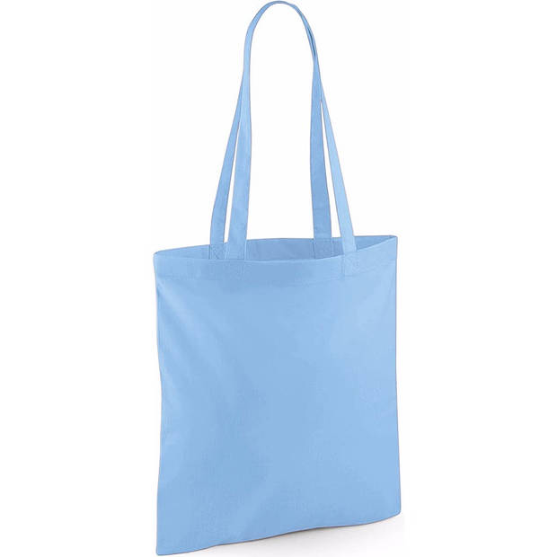 Draagtasje met hengsels - lichtblauw - 42 x 38 cm - katoen - 10 liter - boodschappen - gymtas - Shoppers