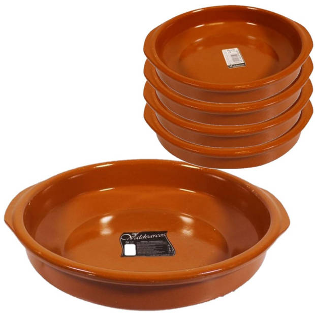 Set van 5x stuks tapas borden/ovenschalen Alicante met handvatten 38 en 20 cm - Snack en tapasschalen