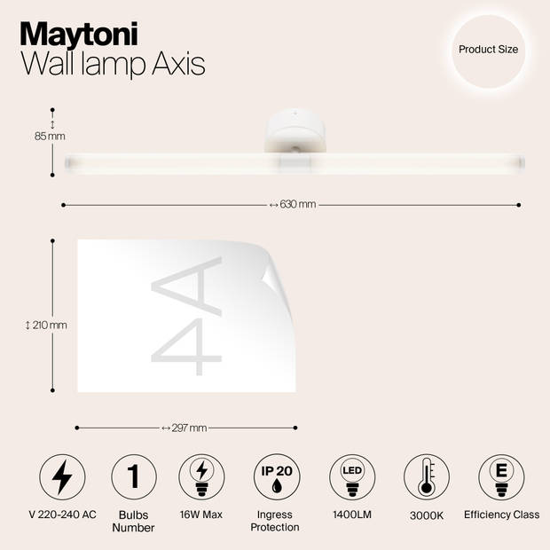 Maytoni - Wandlamp Axis - Wit - Ø3