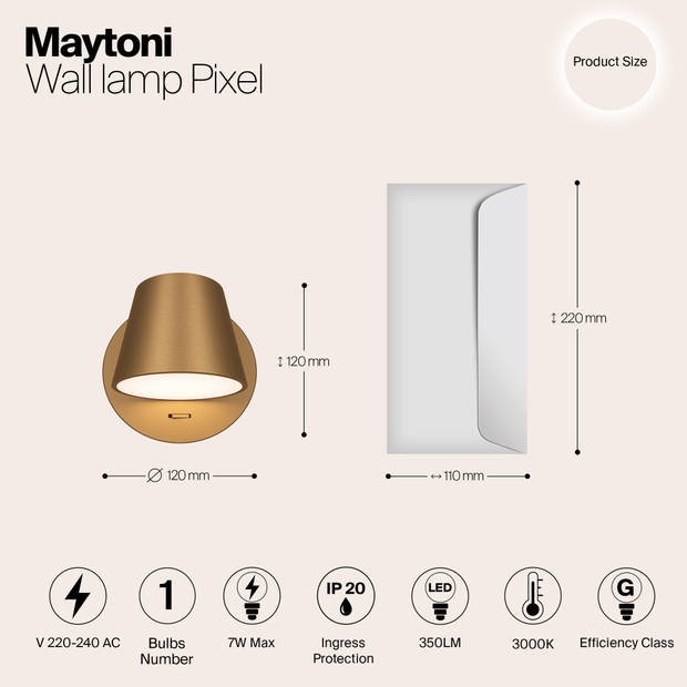 Maytoni - Wandlamp Pixel - Messing - Ø12