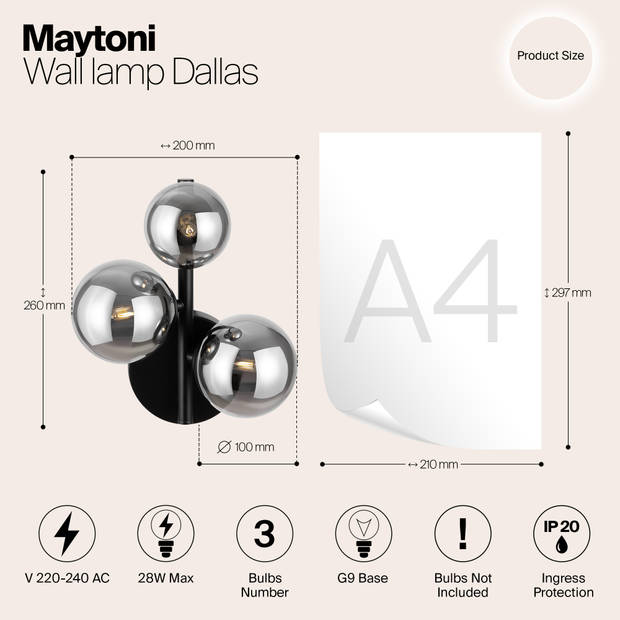 Maytoni - Wandlamp Dallas - Zwart