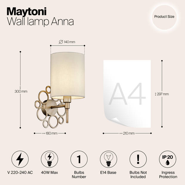 Maytoni - Wandlamp Anna - Goud