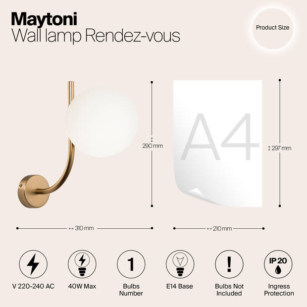 Maytoni - Wandlamp Rendez-vous - Messing