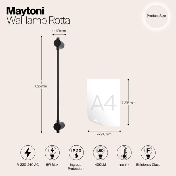 Maytoni - Wandlamp Rotta - Zwart - Ø5