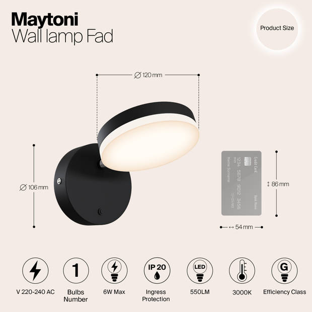 Maytoni - Wandlamp Fad - Zwart