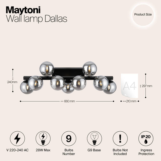 Maytoni - Wandlamp Dallas - Zwart