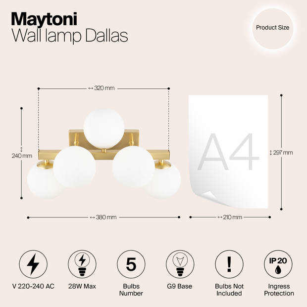 Maytoni - Wandlamp Dallas - Goud