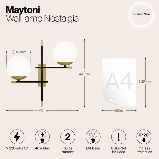 Maytoni - Wandlamp Nostalgia - Goud