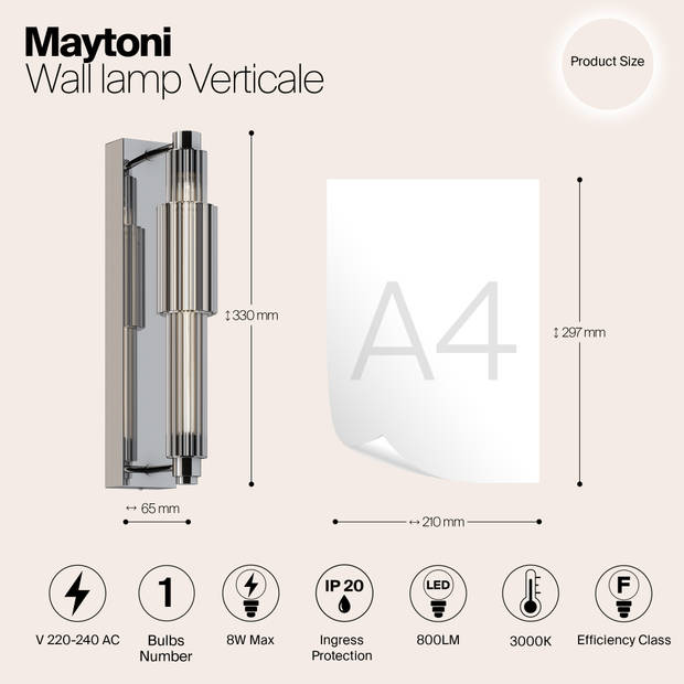 Maytoni - Wandlamp Verticale - Chroom - Ø6,5