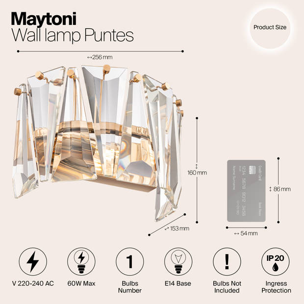 Maytoni - Wandlamp Puntes - Goud