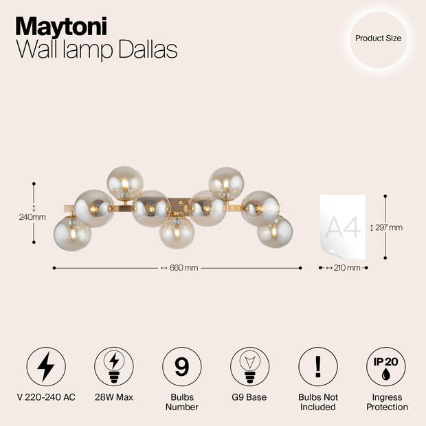 Maytoni - Wandlamp Dallas - Goud