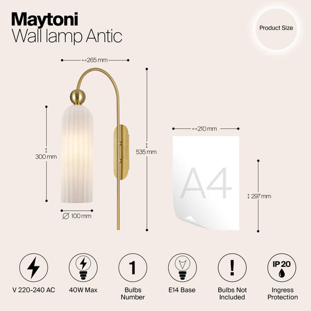 Maytoni - Wandlamp Antic - Goud - Ø10