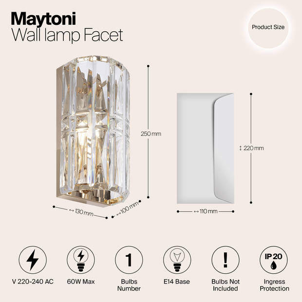 Maytoni - Wandlamp Facet - Goud