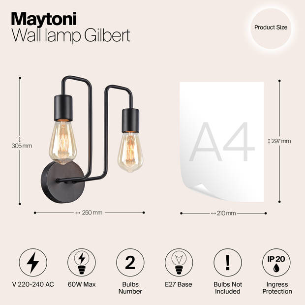 Maytoni - Wandlamp Gilbert - Zwart