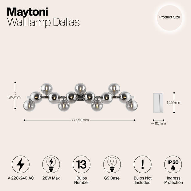 Maytoni - Wandlamp Dallas - Chroom