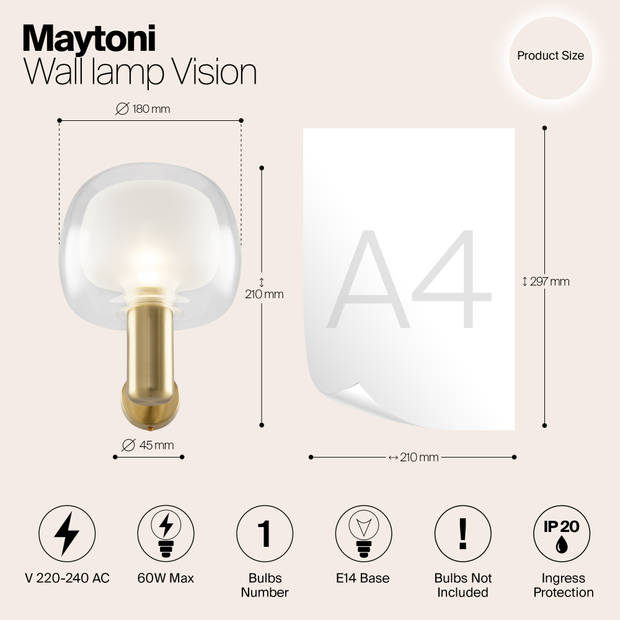 Maytoni - Wandlamp Vision - Goud - Ø18