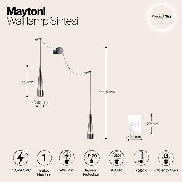 Maytoni - Wandlamp Sintesi - Chroom