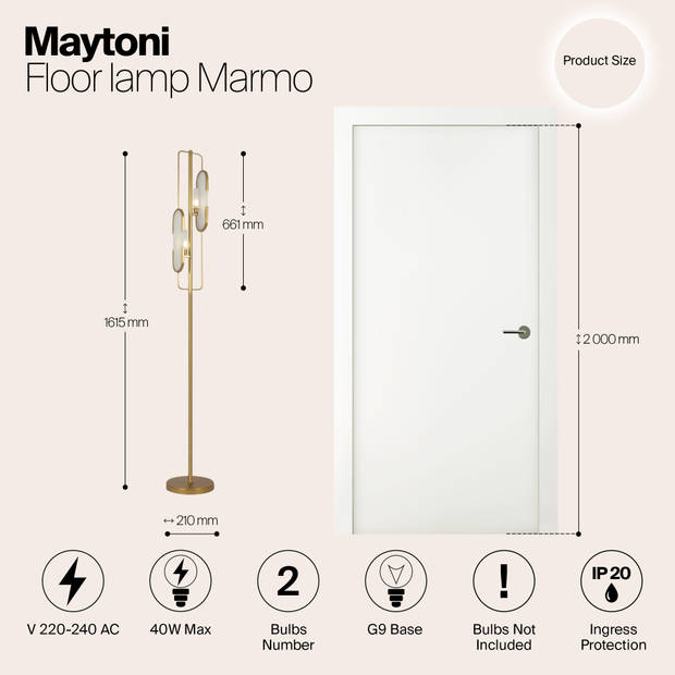 Maytoni - Vloerlamp Marmo - Goud - Ø23