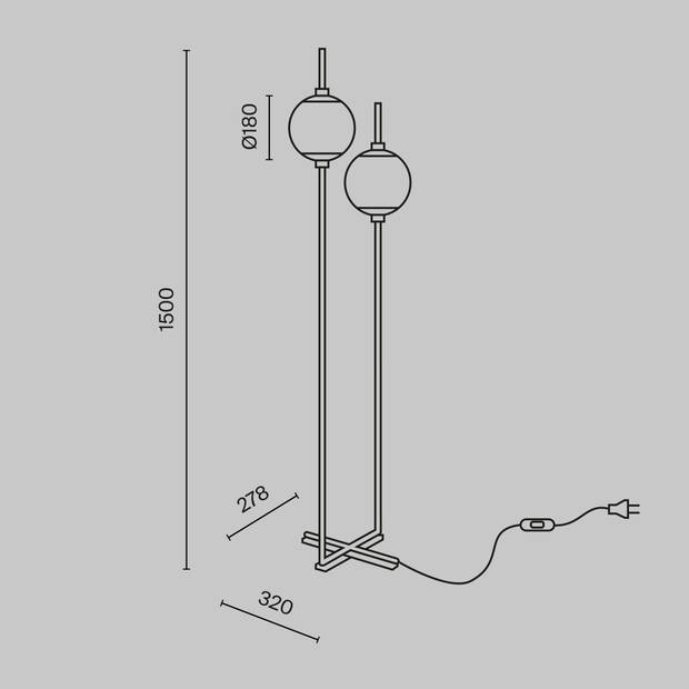 Maytoni - Vloerlamp The Sixth Sense - Zwart - Ø18