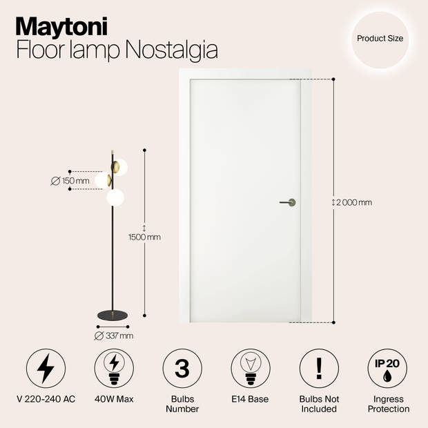 Maytoni - Vloerlamp Nostalgia - Goud - Ø37,7