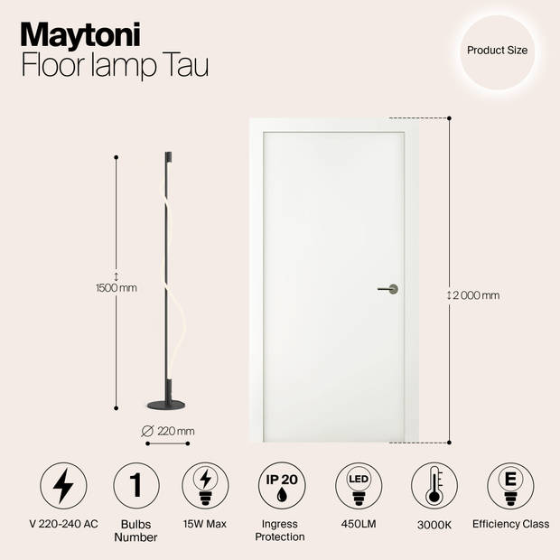 Maytoni - Vloerlamp Tau - Zwart - Ø22