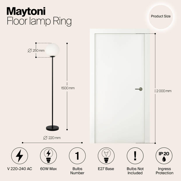 Maytoni - Vloerlamp Ring - Zwart - Ø25