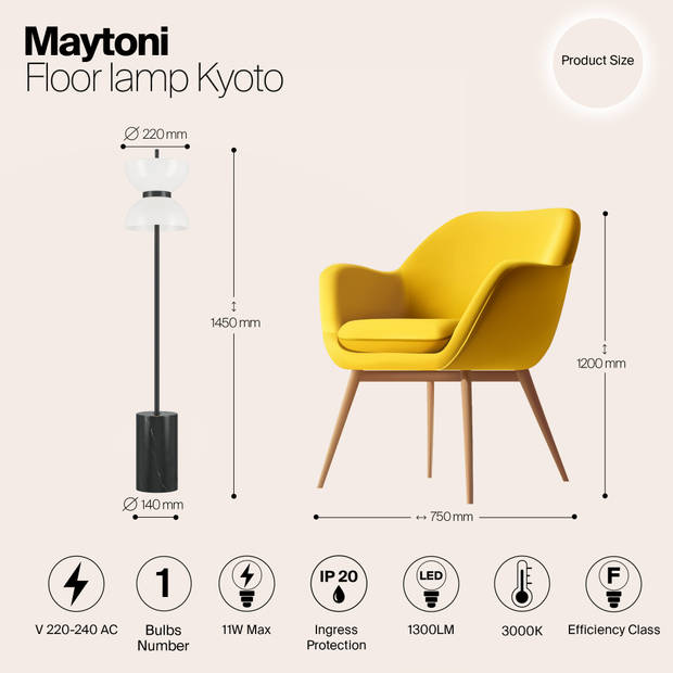 Maytoni - Vloerlamp Kyoto - Zwart - Ø22