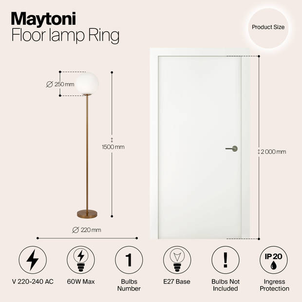 Maytoni - Vloerlamp Ring - Messing - Ø25