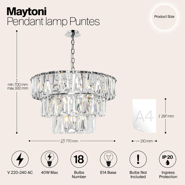 Maytoni - Hanglamp Puntes - Chroom - Ø77