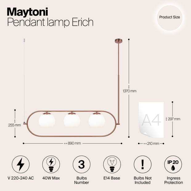 Maytoni - Hanglamp Erich - Messing - Ø15