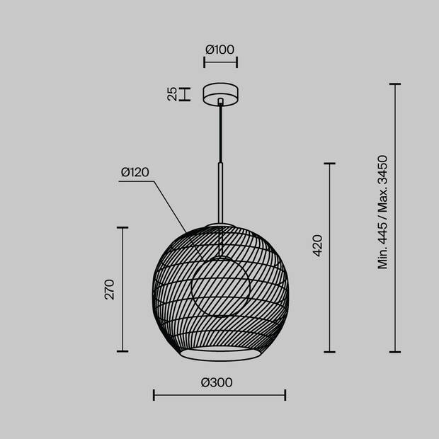 Maytoni - Hanglamp Cane - Zwart - Ø30