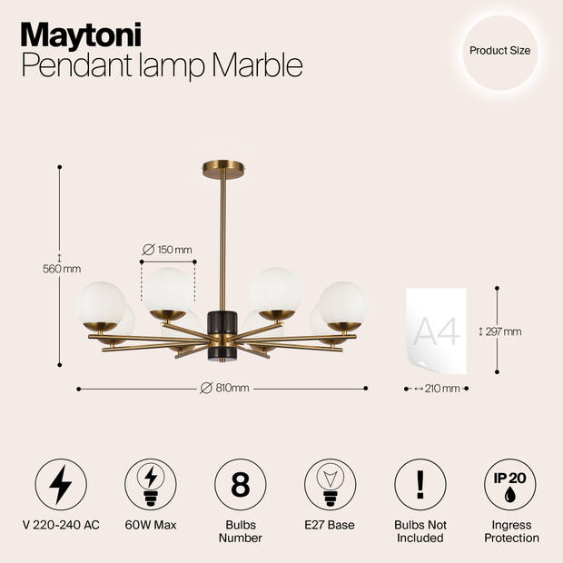 Maytoni - Hanglamp Marble - Messing - Ø81