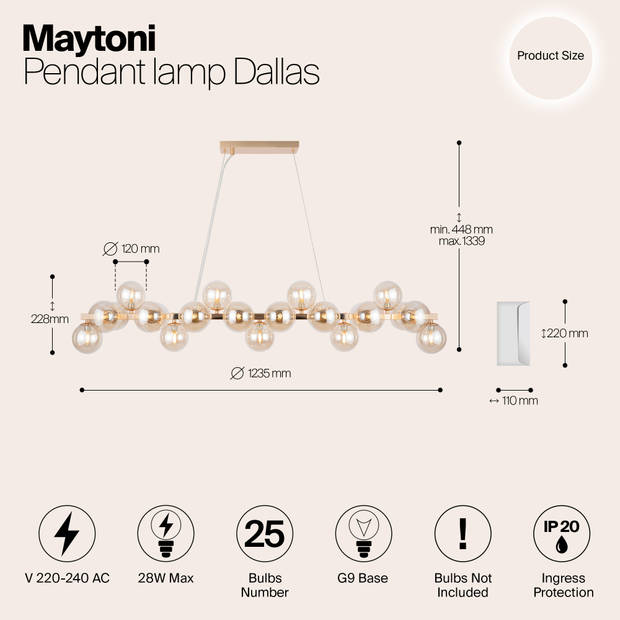 Maytoni - Hanglamp Dallas - Goud