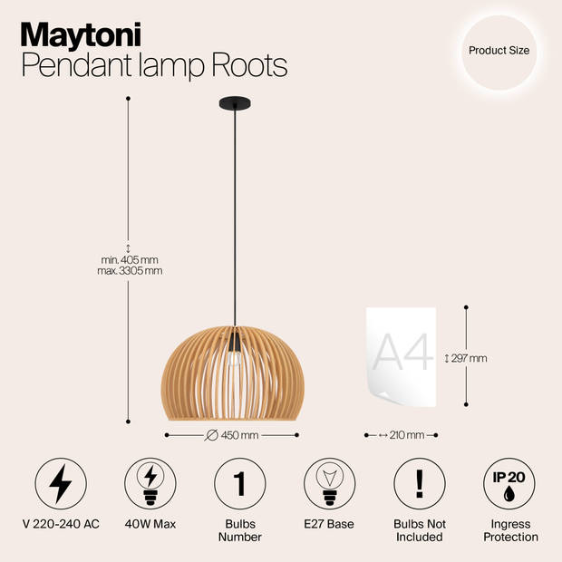 Maytoni - Hanglamp Roots - Zwart - Ø45