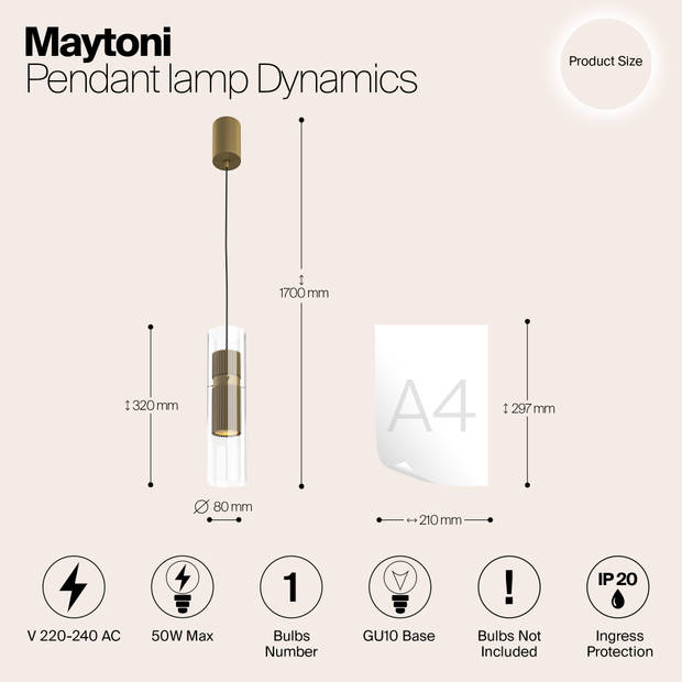 Maytoni - Hanglamp Dynamics - Goud - Ø8