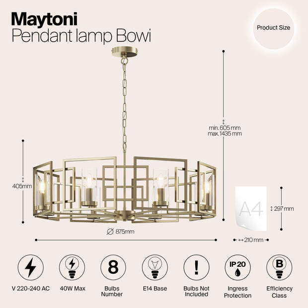 Maytoni - Hanglamp Bowi - Goud - Ø87,5