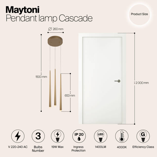 Maytoni - Hanglamp Cascade - Messing