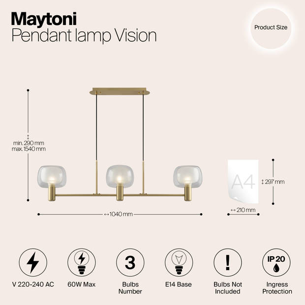 Maytoni - Hanglamp Vision - Goud