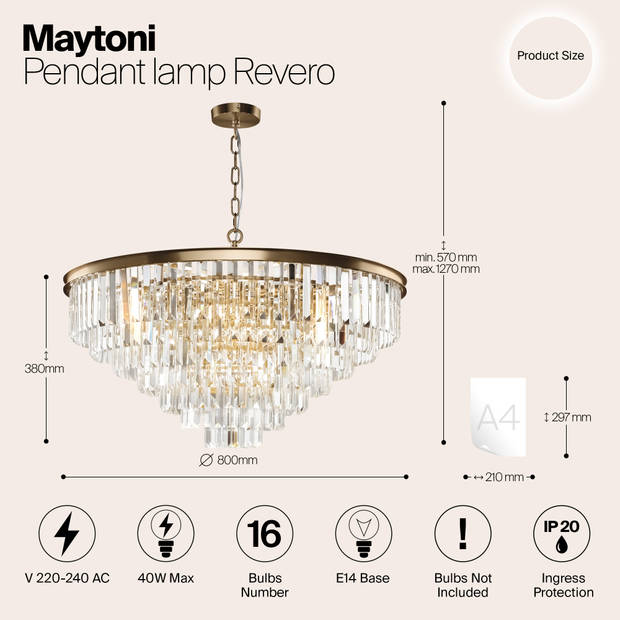 Maytoni - Hanglamp Revero - Messing - Ø80