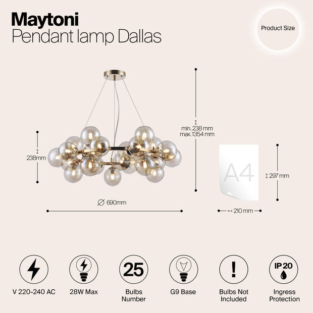 Maytoni - Hanglamp Dallas - Goud - Ø69