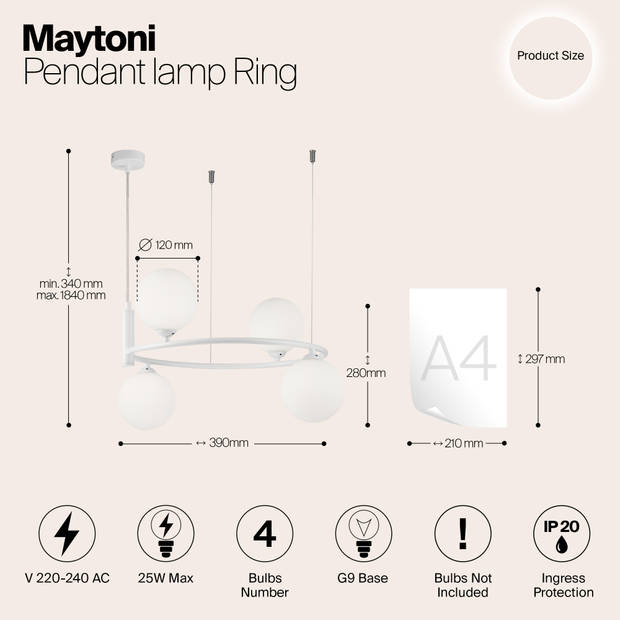 Maytoni - Hanglamp Ring - Wit