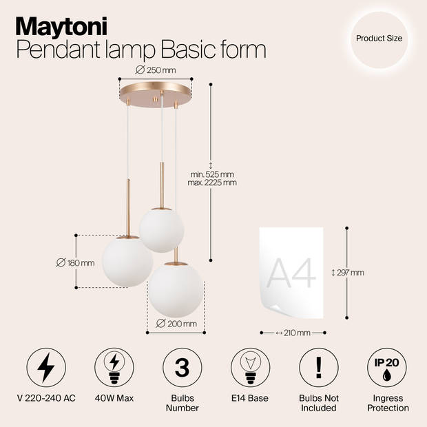 Maytoni - Hanglamp Basic form - Goud - Ø40