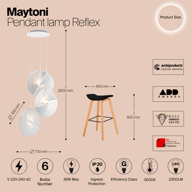 Maytoni - Hanglamp Reflex - Wit - Ø73