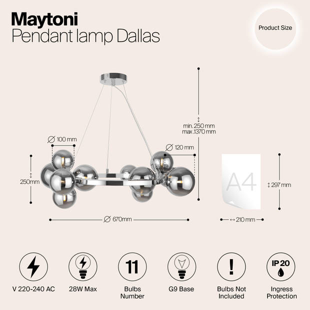 Maytoni - Hanglamp Dallas - Chroom - Ø67