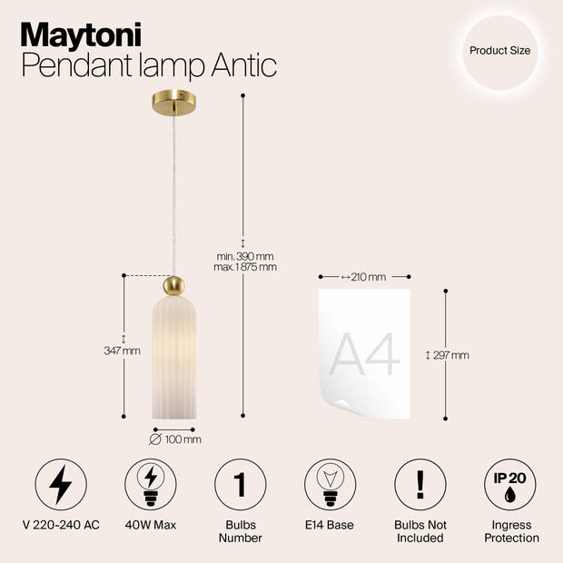 Maytoni - Hanglamp Antic - Goud - Ø10